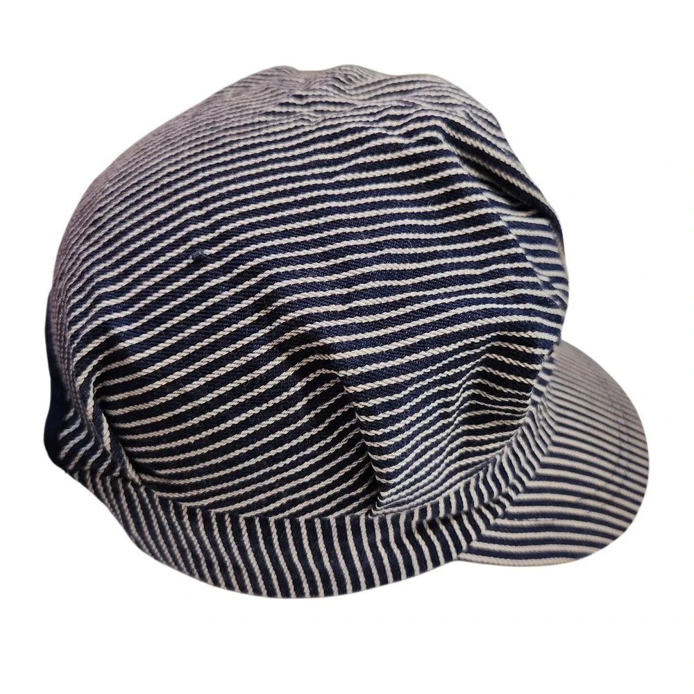 Kids Railroad Conductor Engineer Hat Cap‎ Blue White Stripes Snapback